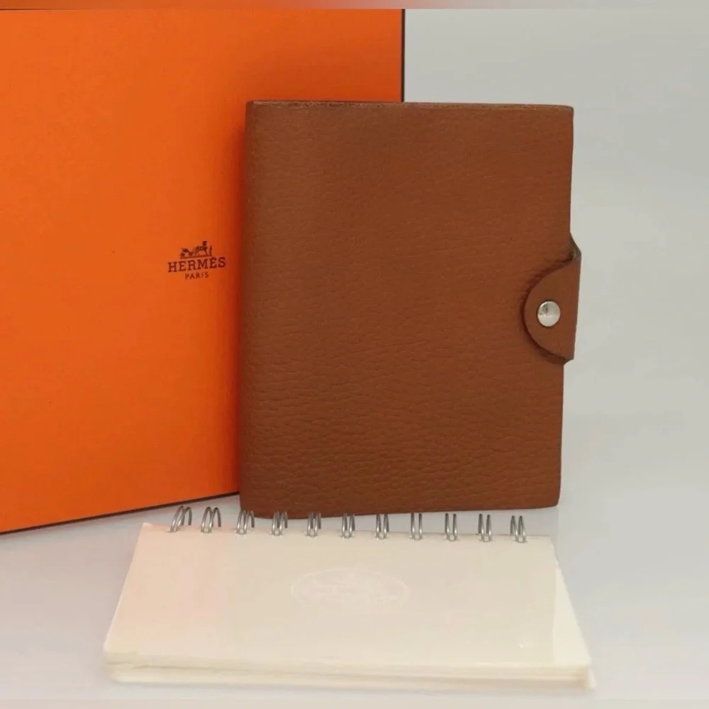 HERMES Yuris Planner Cover Togo Leather Brown with Notebook Authentic